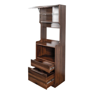 English Elm Kitchen Farmhouse Hutch Buffet with Microwave Stand Drawers and Pantry Storage W331P440565