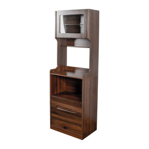 English Elm Kitchen Farmhouse Hutch Buffet with Microwave Stand Drawers and Pantry Storage W331P440565