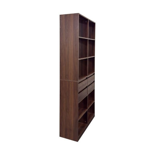 English Elm Open Cubby Shelving Unit with 4 Drawers Tall Freestanding Modern Display Cabinet W331P457149
