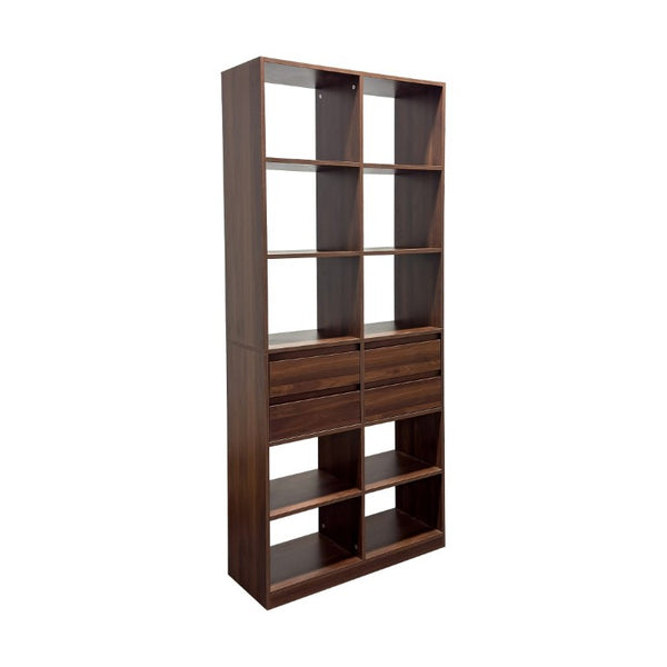 English Elm Open Cubby Shelving Unit with 4 Drawers Tall Freestanding Modern Display Cabinet W331P457149