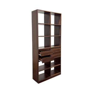 English Elm Open Cubby Shelving Unit with 4 Drawers Tall Freestanding Modern Display Cabinet W331P457149