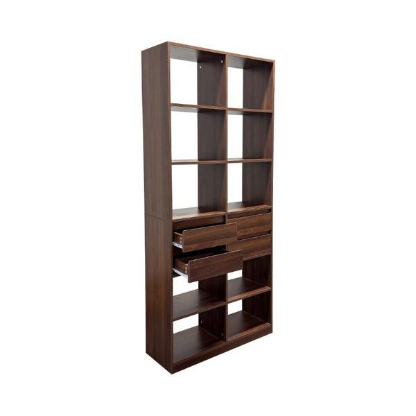 English Elm Open Cubby Shelving Unit with 4 Drawers Tall Freestanding Modern Display Cabinet W331P457149