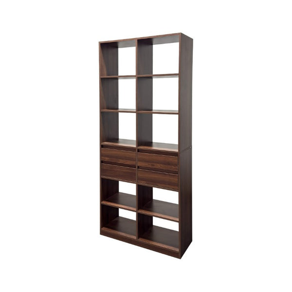 English Elm Open Cubby Shelving Unit with 4 Drawers Tall Freestanding Modern Display Cabinet W331P457149