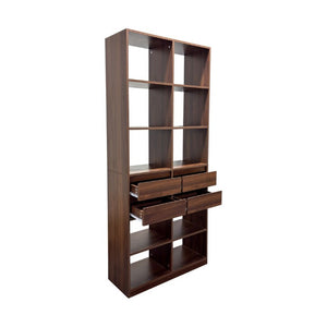 English Elm Open Cubby Shelving Unit with 4 Drawers Tall Freestanding Modern Display Cabinet W331P457149