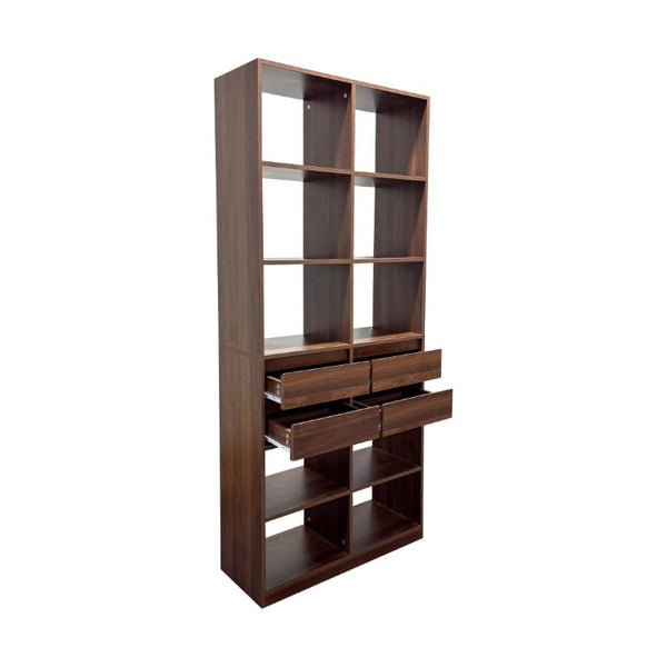 English Elm Open Cubby Shelving Unit with 4 Drawers Tall Freestanding Modern Display Cabinet W331P457149
