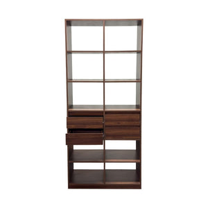 English Elm Open Cubby Shelving Unit with 4 Drawers Tall Freestanding Modern Display Cabinet W331P457149