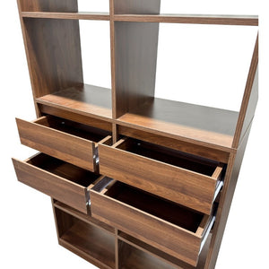 English Elm Open Cubby Shelving Unit with 4 Drawers Tall Freestanding Modern Display Cabinet W331P457149
