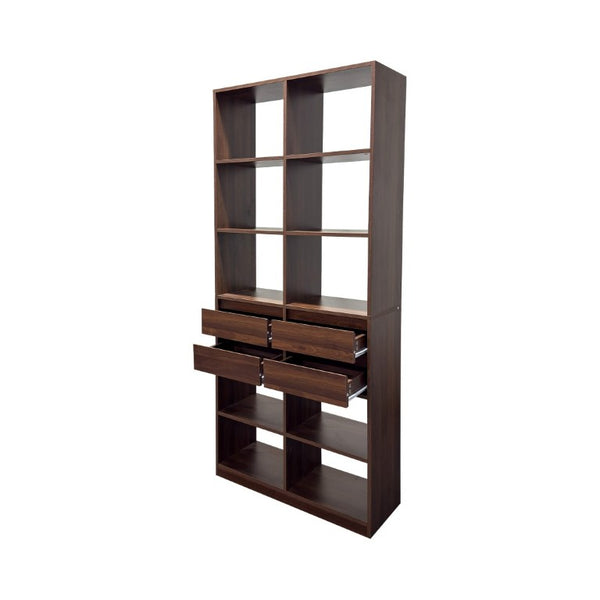 English Elm Open Cubby Shelving Unit with 4 Drawers Tall Freestanding Modern Display Cabinet W331P457149