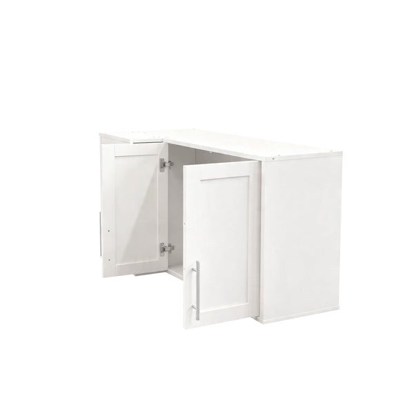 English Elm L Shaped Wall Mounted Cabinet with Open Shelving and Two Doors for Dining or Bath W331P466734