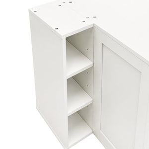 English Elm L Shaped Wall Mounted Cabinet with Open Shelving and Two Doors for Dining or Bath W331P466734