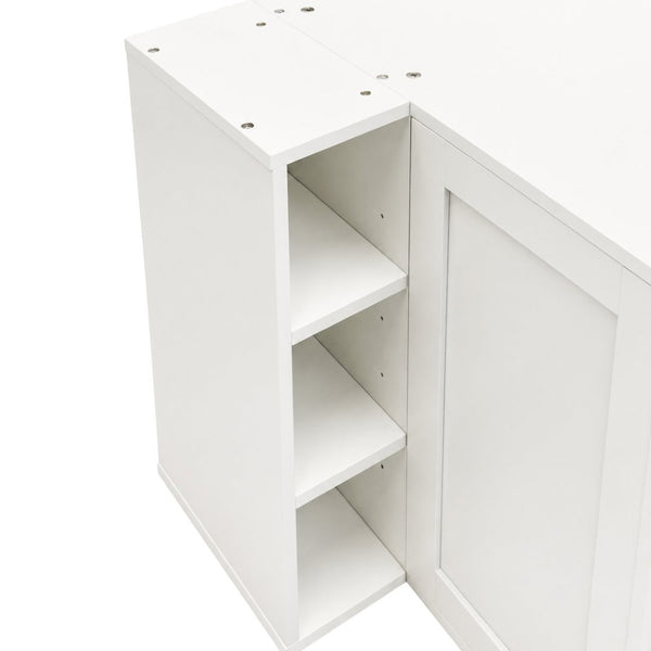 English Elm L Shaped Wall Mounted Cabinet with Open Shelving and Two Doors for Dining or Bath W331P466734