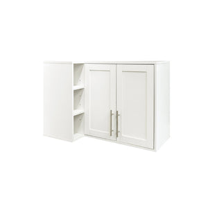 English Elm L Shaped Wall Mounted Cabinet with Open Shelving and Two Doors for Dining or Bath W331P466734