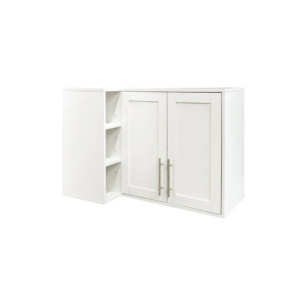 English Elm L Shaped Wall Mounted Cabinet with Open Shelving and Two Doors for Dining or Bath W331P466734