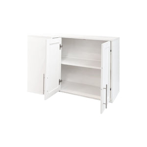 English Elm L Shaped Wall Mounted Cabinet with Open Shelving and Two Doors for Dining or Bath W331P466734
