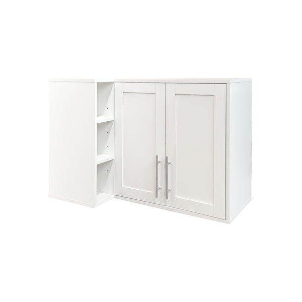 English Elm L Shaped Wall Mounted Cabinet with Open Shelving and Two Doors for Dining or Bath W331P466734