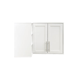 English Elm L Shaped Wall Mounted Cabinet with Open Shelving and Two Doors for Dining or Bath W331P466734