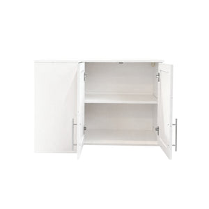 English Elm L Shaped Wall Mounted Cabinet with Open Shelving and Two Doors for Dining or Bath W331P466734