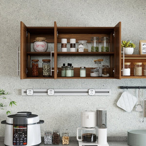 English Elm Stackable Wall Mounted Cabinet Walnut Finish Floating Storage for Any Room W331P466795