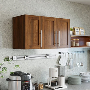 English Elm Stackable Wall Mounted Cabinet Walnut Finish Floating Storage for Any Room W331P466795