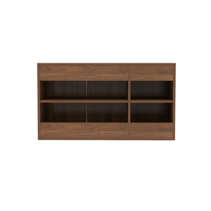 English Elm Stackable Wall Mounted Cabinet Walnut Finish Floating Storage for Any Room W331P466795