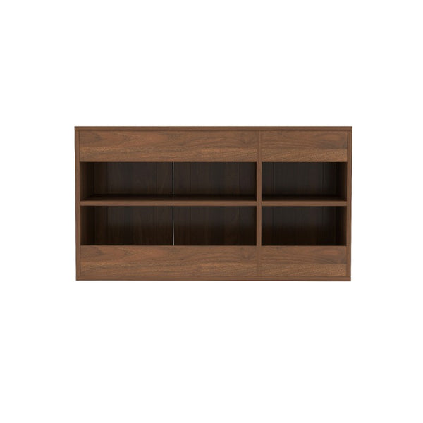 English Elm Stackable Wall Mounted Cabinet Walnut Finish Floating Storage for Any Room W331P466795