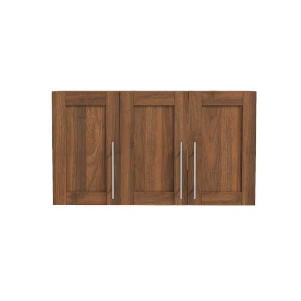 English Elm Stackable Wall Mounted Cabinet Walnut Finish Floating Storage for Any Room W331P466795