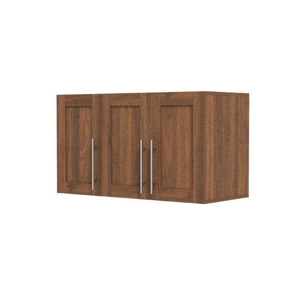 English Elm Stackable Wall Mounted Cabinet Walnut Finish Floating Storage for Any Room W331P466795