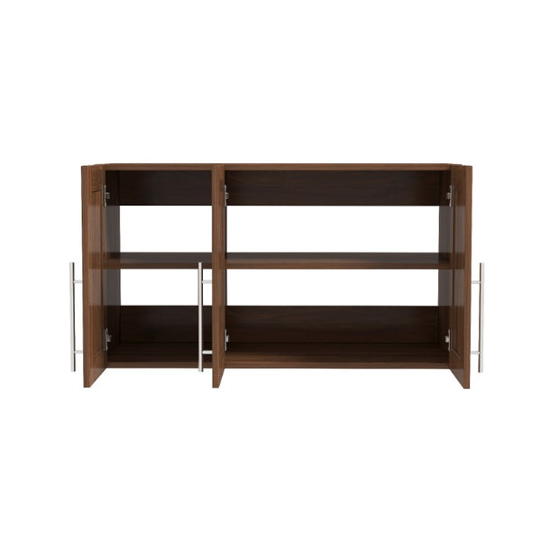 English Elm Stackable Wall Mounted Cabinet Walnut Finish Floating Storage for Any Room W331P466795