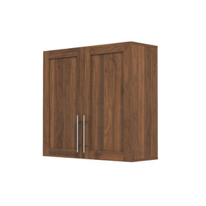 English Elm Stackable Wall Mounted Cabinet Walnut Finish Adjustable Shelving Home Office Storage W331P466798