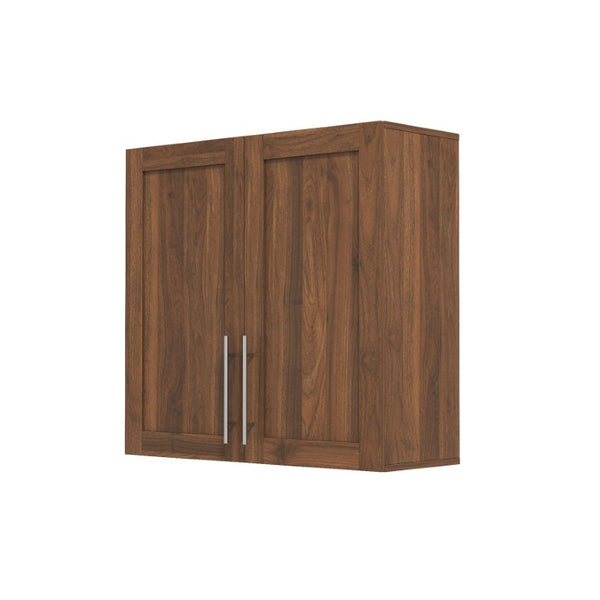 English Elm Stackable Wall Mounted Cabinet Walnut Finish Adjustable Shelving Home Office Storage W331P466798