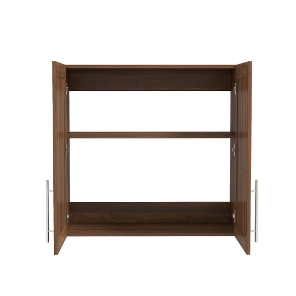 English Elm Stackable Wall Mounted Cabinet Walnut Finish Adjustable Shelving Home Office Storage W331P466798