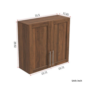 English Elm Stackable Wall Mounted Cabinet Walnut Finish Adjustable Shelving Home Office Storage W331P466798