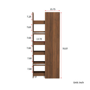 English Elm Large, Six Tier Rolling Kitchen Cart Slim Pantry Organizer with Wheels and Handle W331P468440