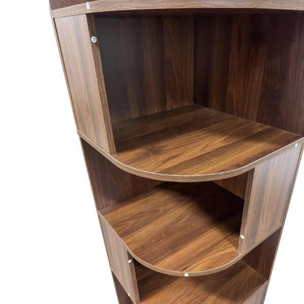 English Elm Corner Six Tier Open Bookshelf Curved Edge Melamine Display Unit for Small Spaces W331P469239