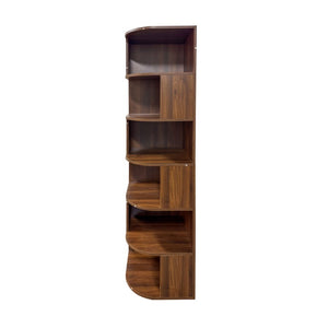 English Elm Corner Six Tier Open Bookshelf Curved Edge Melamine Display Unit for Small Spaces W331P469239
