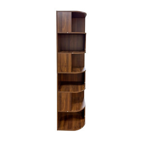 English Elm Corner Six Tier Open Bookshelf Curved Edge Melamine Display Unit for Small Spaces W331P469239