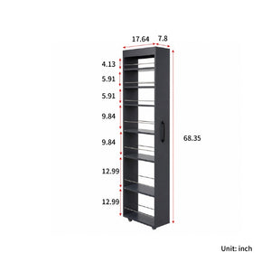 English Elm 7 Tier Rolling Slim Utility Cart with Retaining Bars for Narrow Kitchen Gaps W331P469246