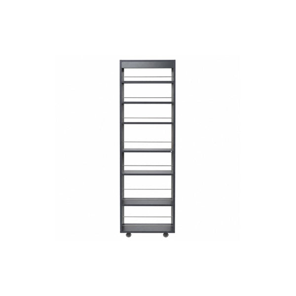 English Elm 7 Tier Rolling Slim Utility Cart with Retaining Bars for Narrow Kitchen Gaps W331P469246