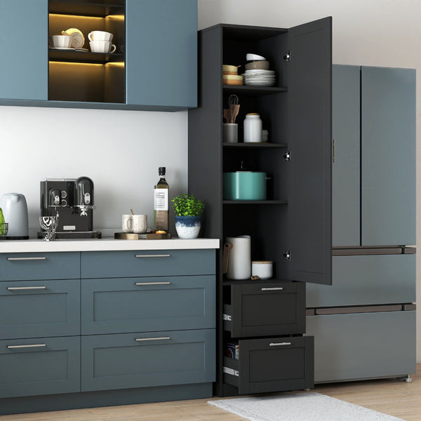 English Elm Standard Freestanding Pantry Cabinet with Door and Drawers for Kitchen or Dining W331P469809