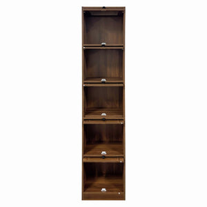 English Elm 5-Tier Slim Bookcase with Fluted Glass Lift Doors Dust-Proof Vertical Display Tower W331P470190