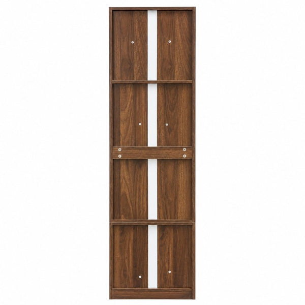 English Elm 5-Tier Slim Bookcase with Fluted Glass Lift Doors Dust-Proof Vertical Display Tower W331P470190