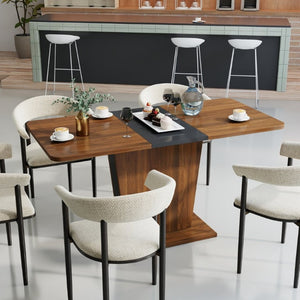English Elm Extendable Rectangular Dining Table Modern Minimalist Pull Out Design for Small Spaces W331P473690