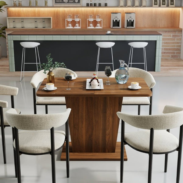 English Elm Extendable Rectangular Dining Table Modern Minimalist Pull Out Design for Small Spaces W331P473690