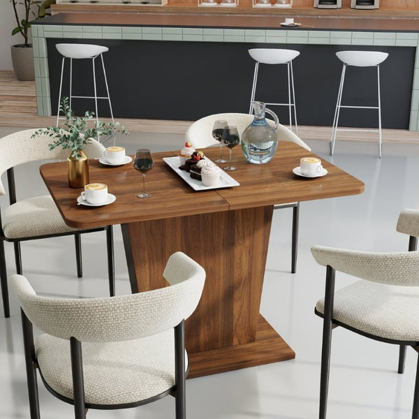 English Elm Extendable Rectangular Dining Table Modern Minimalist Pull Out Design for Small Spaces W331P473690