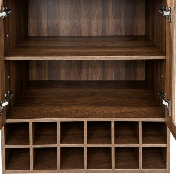 English Elm Wall-Mounted Wine Cabinet Glass Door Storage Organizer for Kitchen or Dining Bar W331P474005