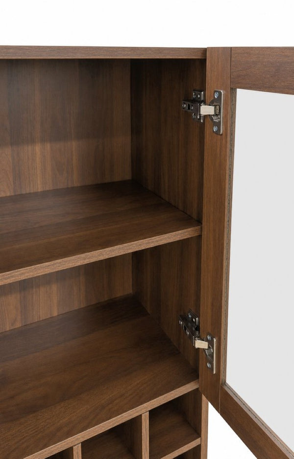 English Elm Wall-Mounted Wine Cabinet Glass Door Storage Organizer for Kitchen or Dining Bar W331P474005