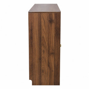 English Elm Bookshelf Cabinet with Sliding Glass Doors Three Open Shelves Vintage Modern Display W331P478260