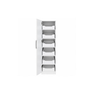 English Elm Tall Narrow Pantry Cabinet Freestanding Six Drawer White Kitchen Food Organizer W331P478441