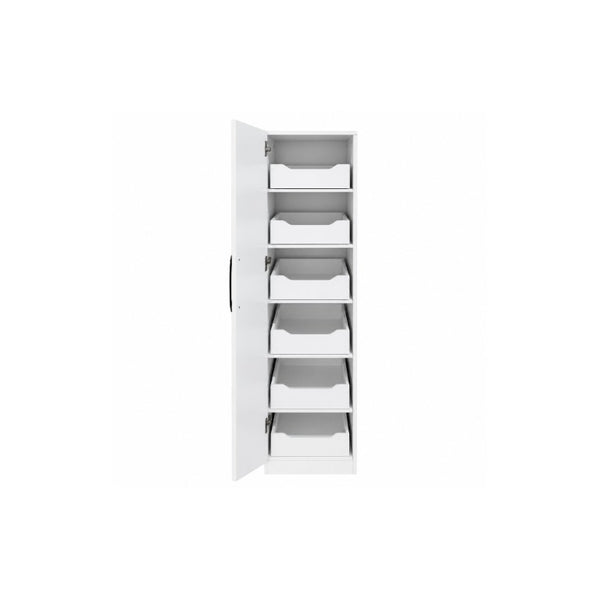 English Elm Tall Narrow Pantry Cabinet Freestanding Six Drawer White Kitchen Food Organizer W331P478441