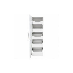 English Elm Tall Narrow Pantry Cabinet Freestanding Six Drawer White Kitchen Food Organizer W331P478441